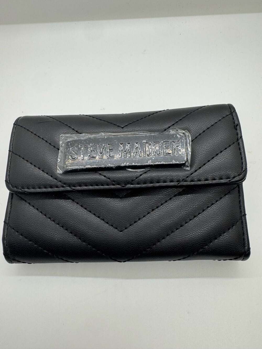 Steve Madden Black Quilted Fold-Over Wallet